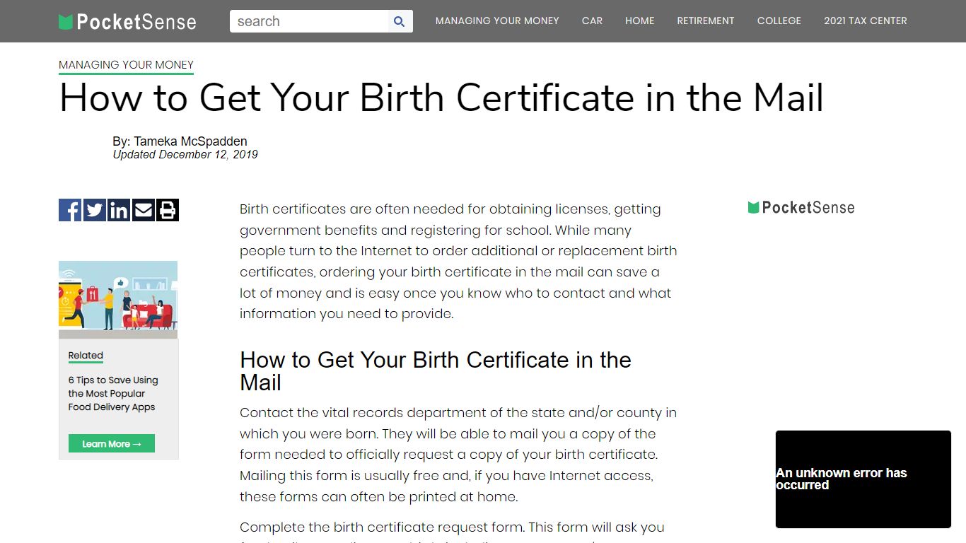 How to Get Your Birth Certificate in the Mail | Pocketsense